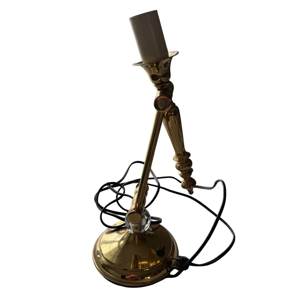 Tower Craftsman Brass Desk Lamp 1950s Crystal Accent Adjustable Red Bank‎ NJ